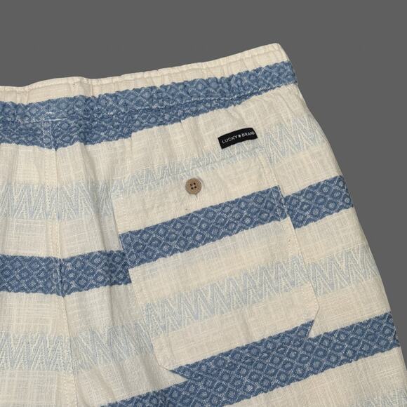 Lucky Brand Dobby Stripe Cotton Drawstring Shorts Size M NWT Blue Multi Stripe - Picture 11 of 11